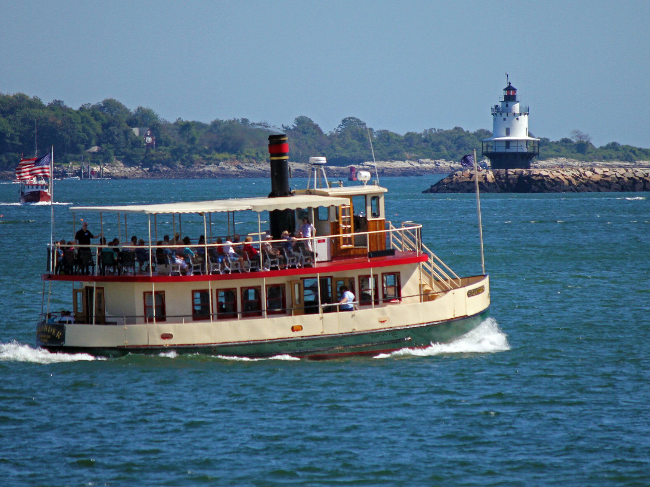 a small boat in a large body of water