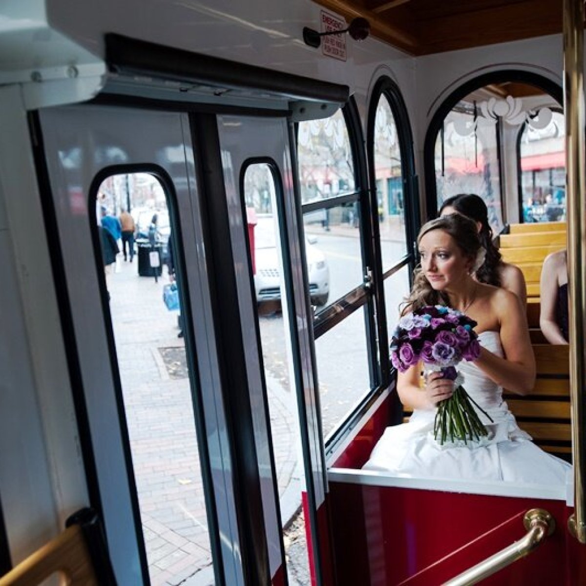 a person sitting on a bus